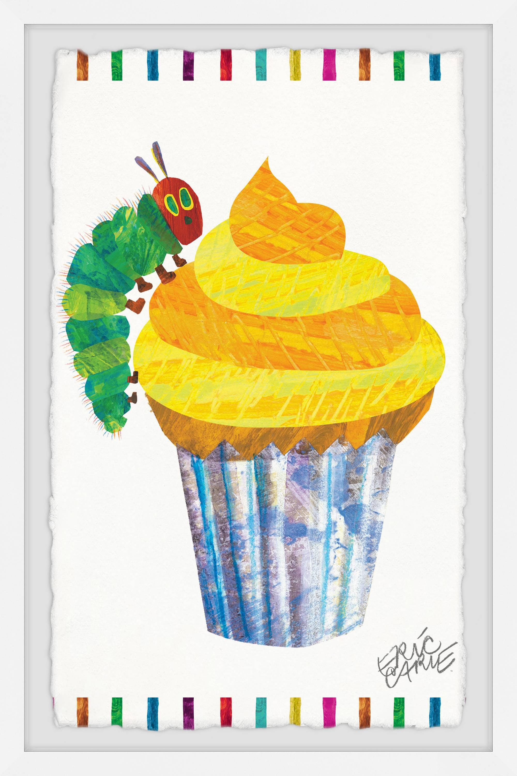 Marmont Hill Caterpillar Cupcake By Eric Carle Framed Wall Art, 24.00" x 1.50"