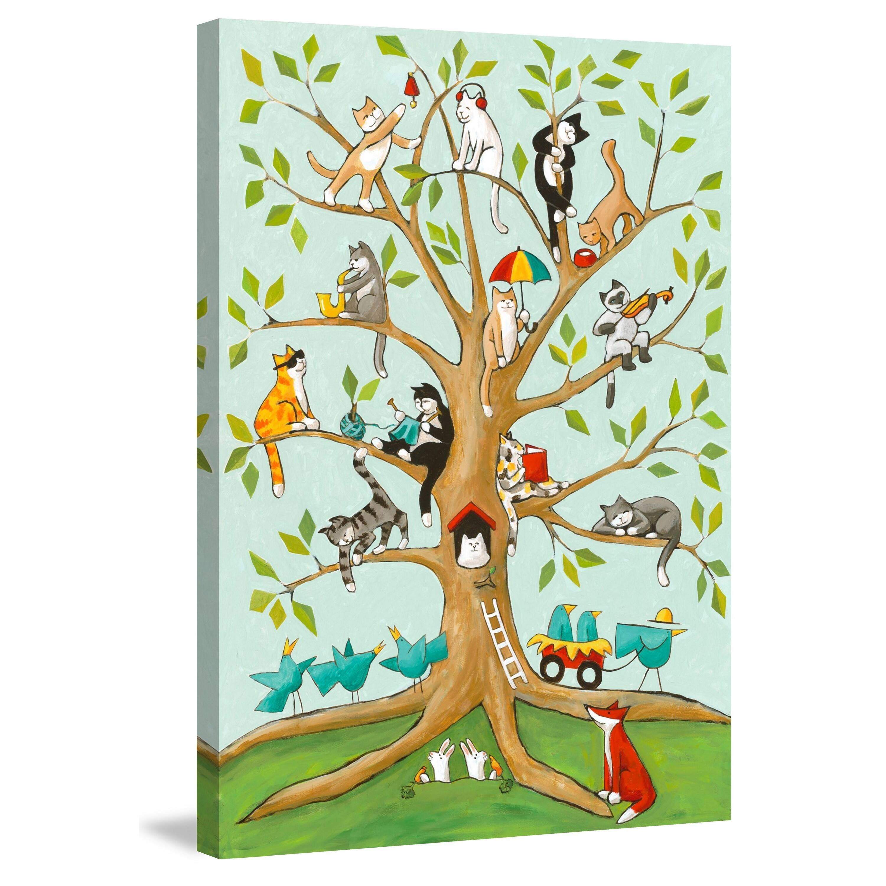 Marmont Hill "Cats up a Tree" by Janet Nelson Painting Print on Wrapped Canvas