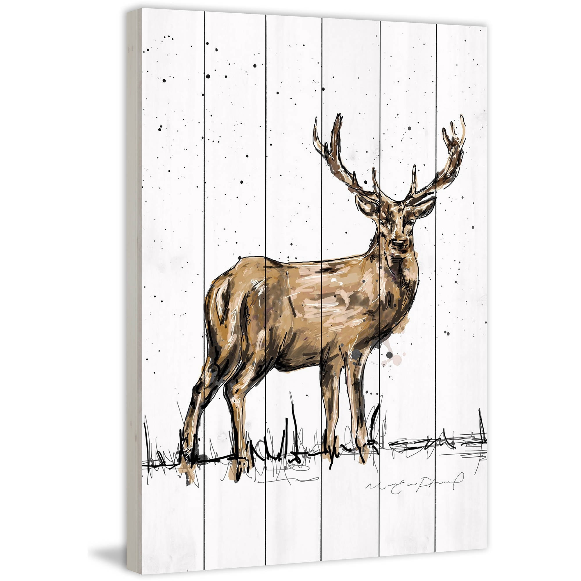 Marmont Hill "Cerf Adulte" by Marie-Eve Pharand Painting Print on White Wood