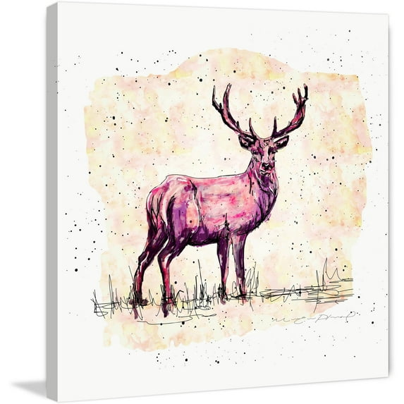 Marmont Hill "Cerf Rose Creme" by Marie-Eve Pharand Painting Print on Wrapped Canvas