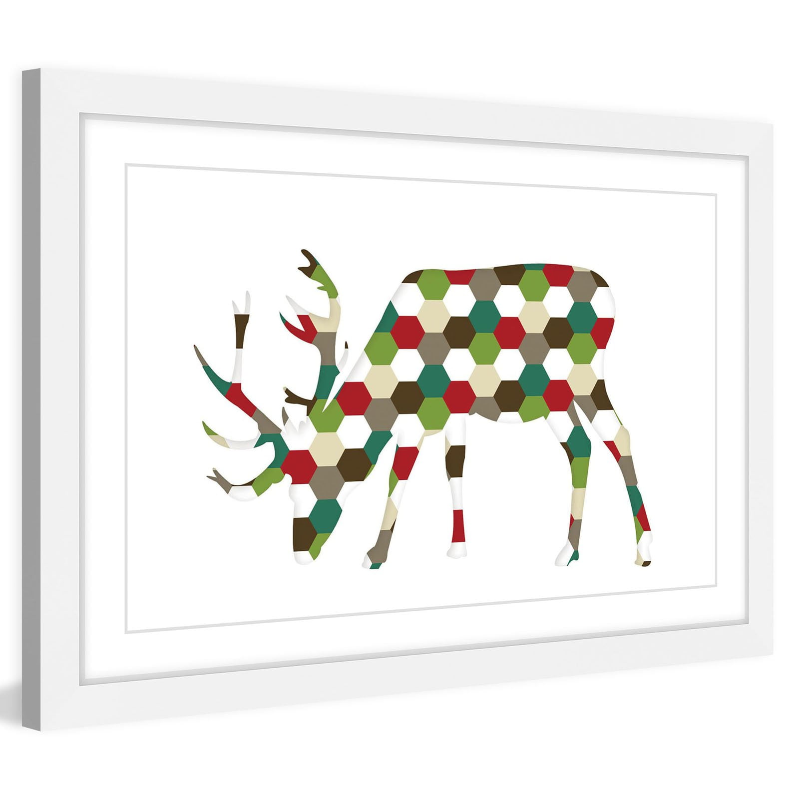 Marmont Hill Christmas Deer Framed Wall Art
