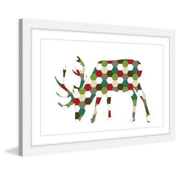 MARMONT HILL  - 'Christmas Deer' by Diana Alcala Framed Painting Print - Multi 45 x 30