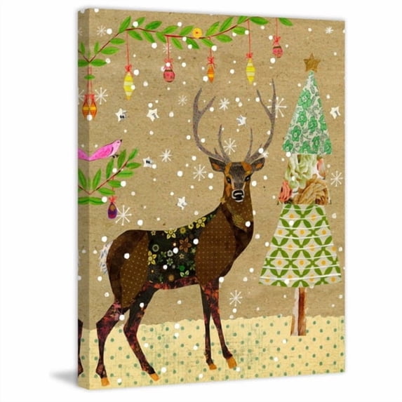 Marmont Hill Christmas Reindeer Print on Wrapped Canvas