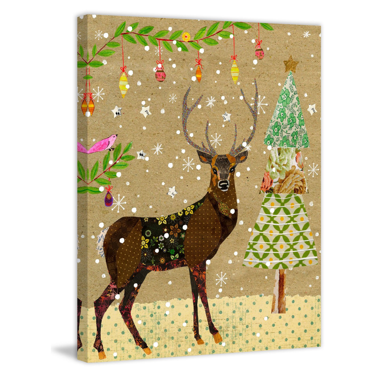 Marmont Hill Christmas Reindeer Print on Wrapped Canvas