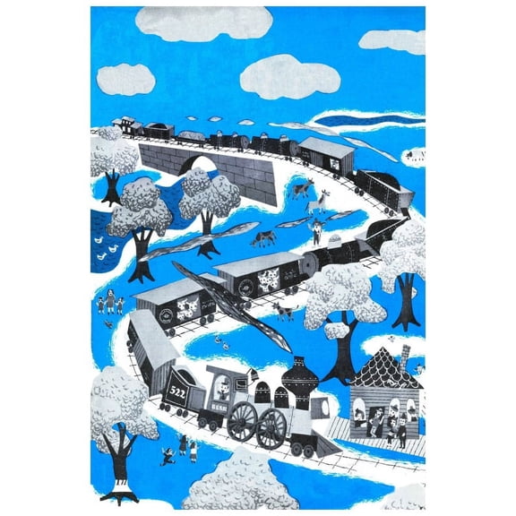 Marmont Hill "Circus Train" by Curtis Painting Print on Canvas