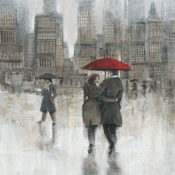 Marmont Hill "City Rain" Painting Print on Wrapped Canvas