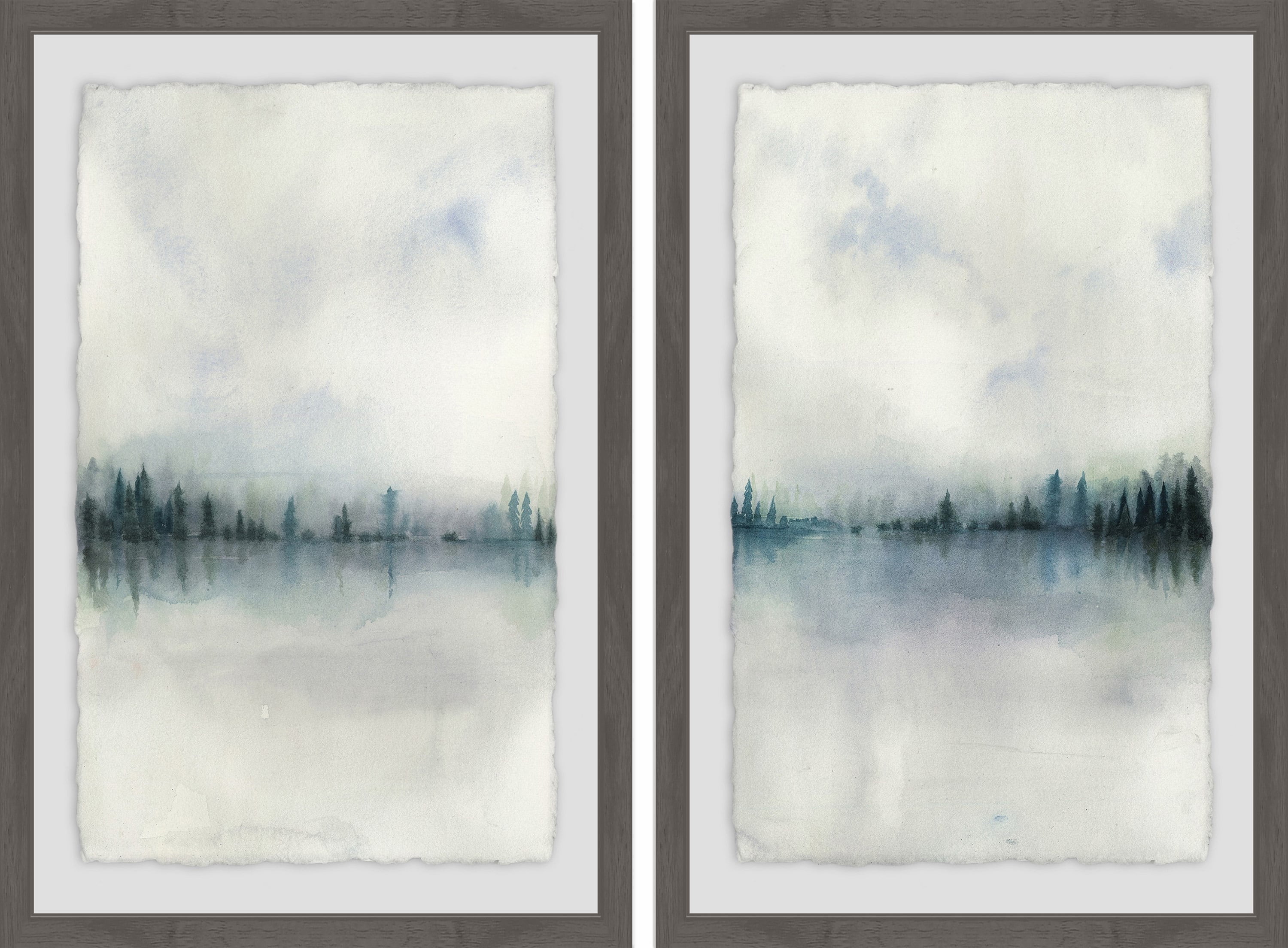 Marmont Hill Cloudy Lake Diptych, 24" x 32"