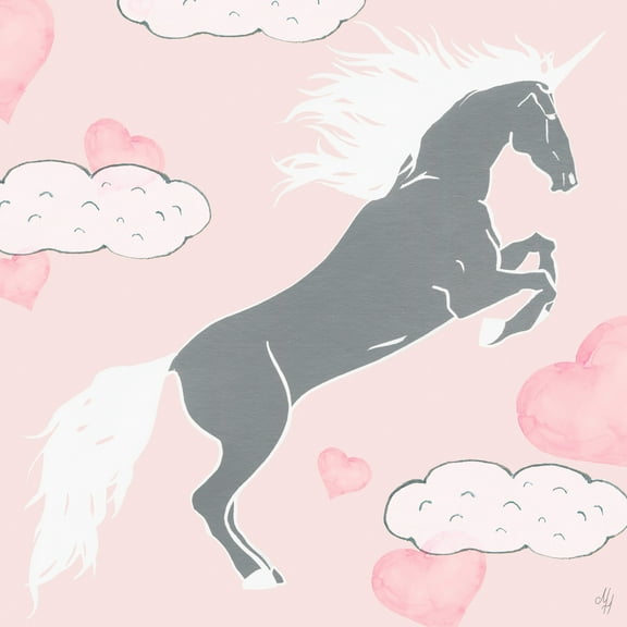 Marmont Hill Cloudy Unicorn Canvas Wall Art