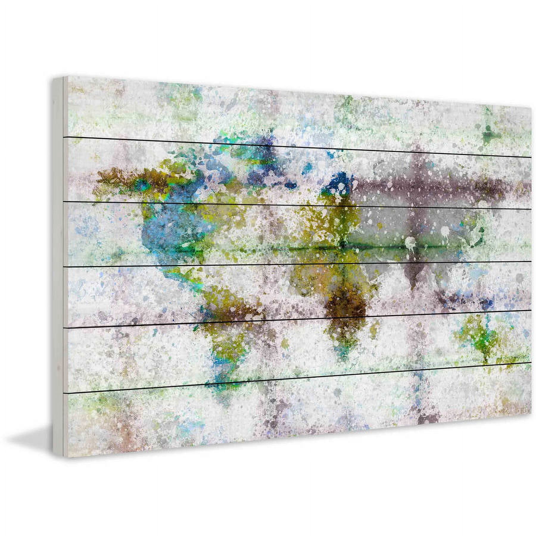 Marmont Hill "Color Splash Map" Painting Print on White Wood