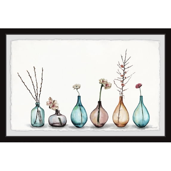 Marmont Hill Colored Bottles Framed Wall Art