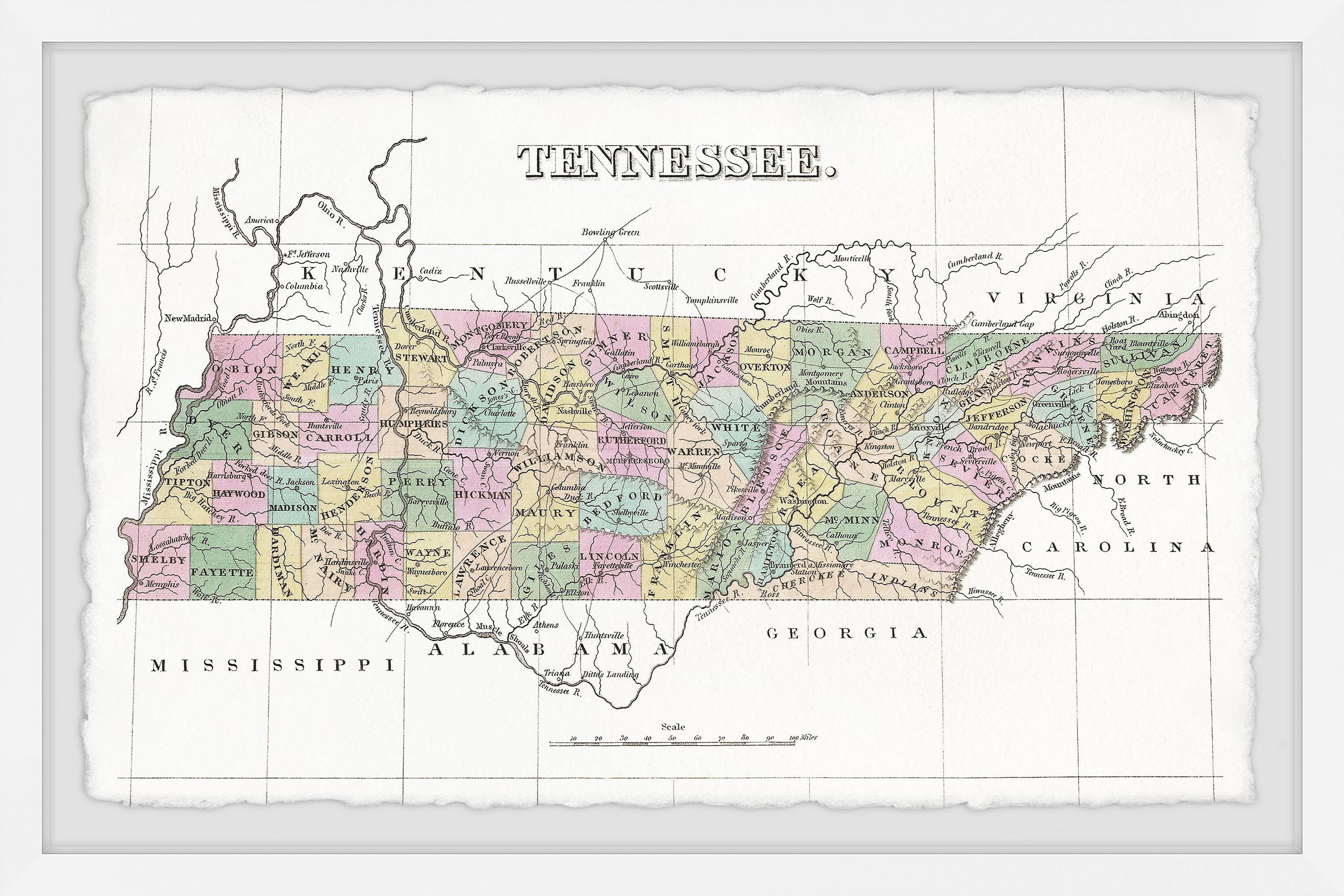 Marmont Hill Colored Tennessee Framed Wall Art, 12" x 18"