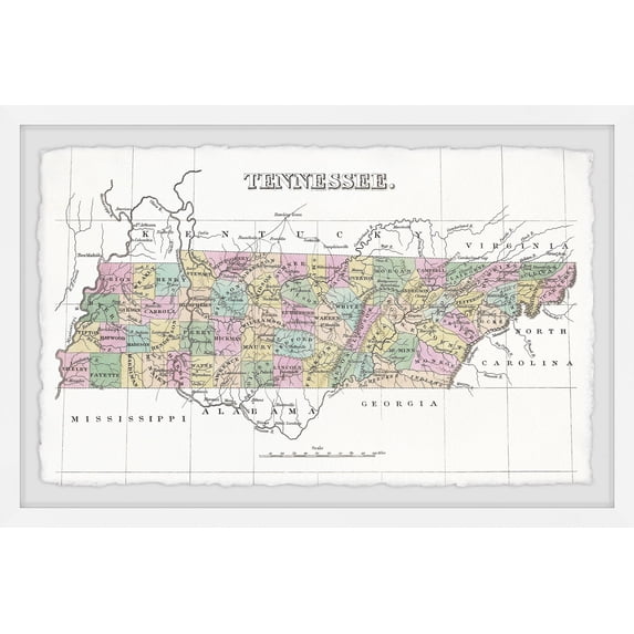 Marmont Hill Colored Tennessee Framed Wall Art, 16" x 24"