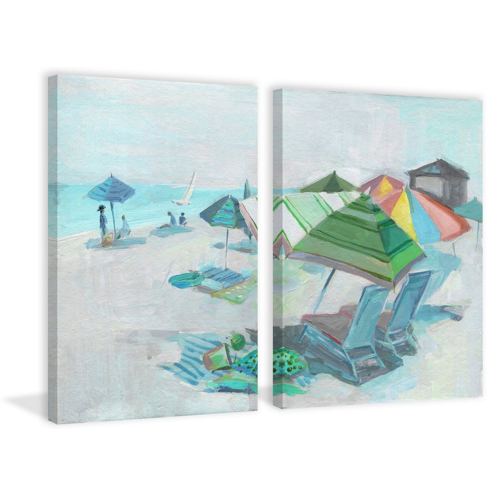 Marmont Hill Colorful Beach Umbrellas Diptych