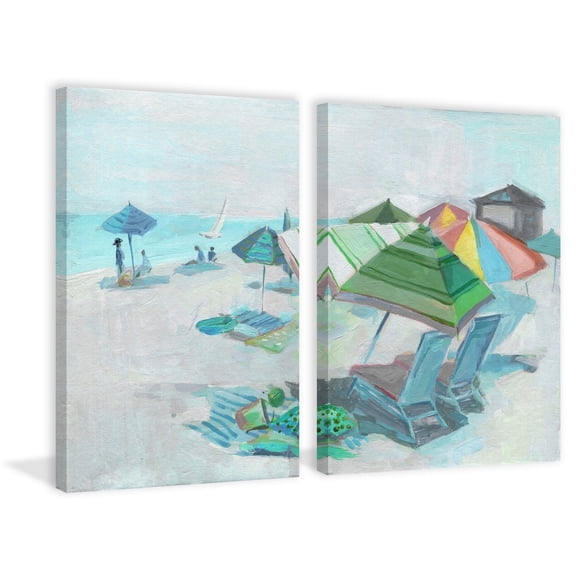Marmont Hill Colorful Beach Umbrellas Diptych