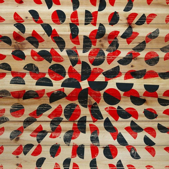 Marmont Hill - "Combining Moons" Painting Art Print On Natural Pine Wood, 24.0" x 1.5"