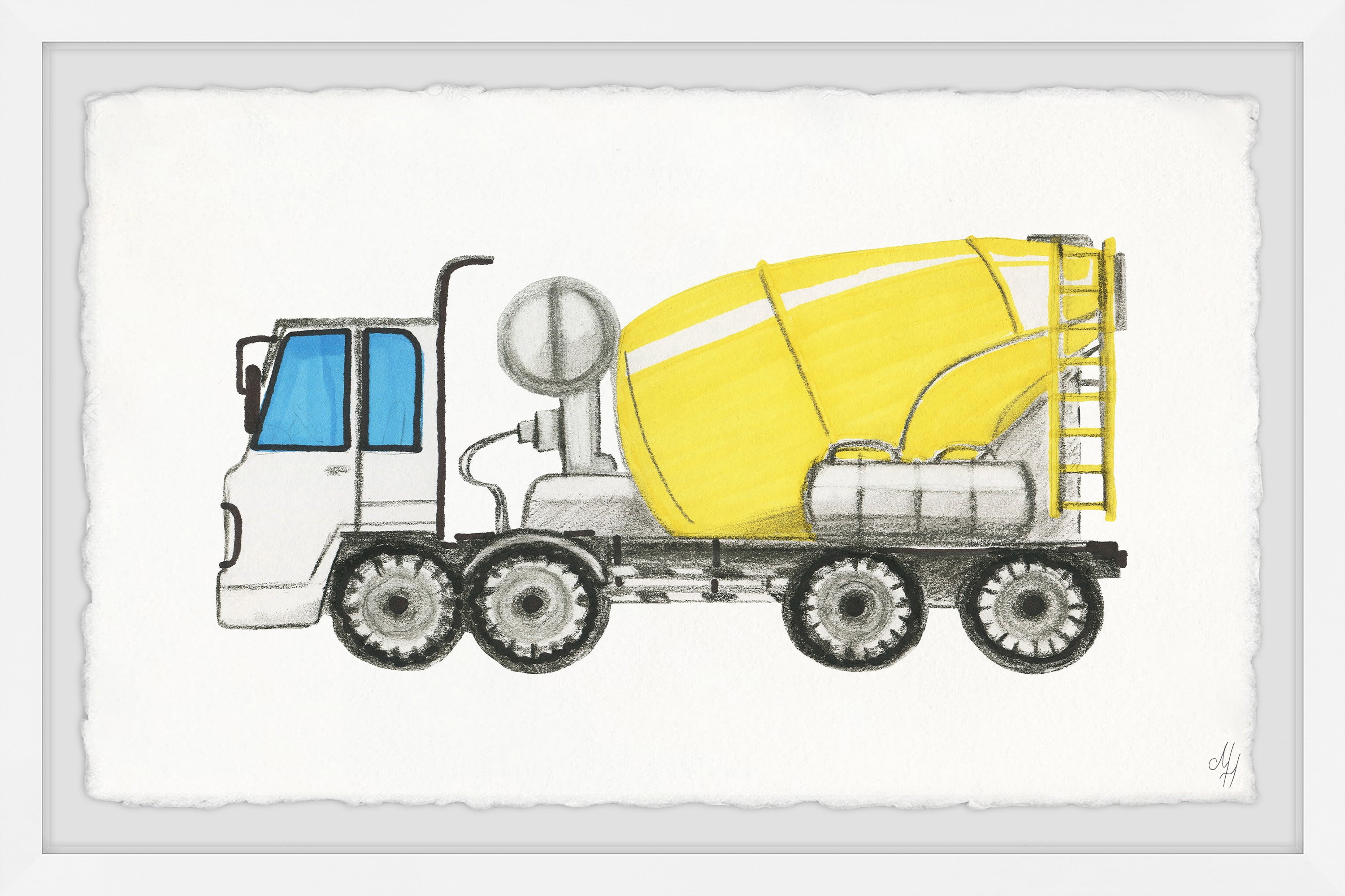 Marmont Hill Concrete Mi x er Truck Framed Wall Art, 18.00" x 1.50"