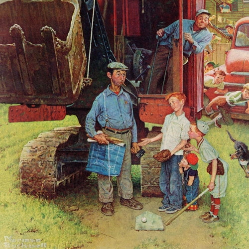 Marmont Hill Construction Crew by Norman Rockwell Painting Print on Canvas