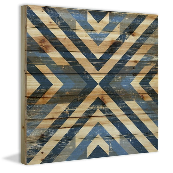 Marmont Hill Converging Blues Painting Print on Natural Pine Wood