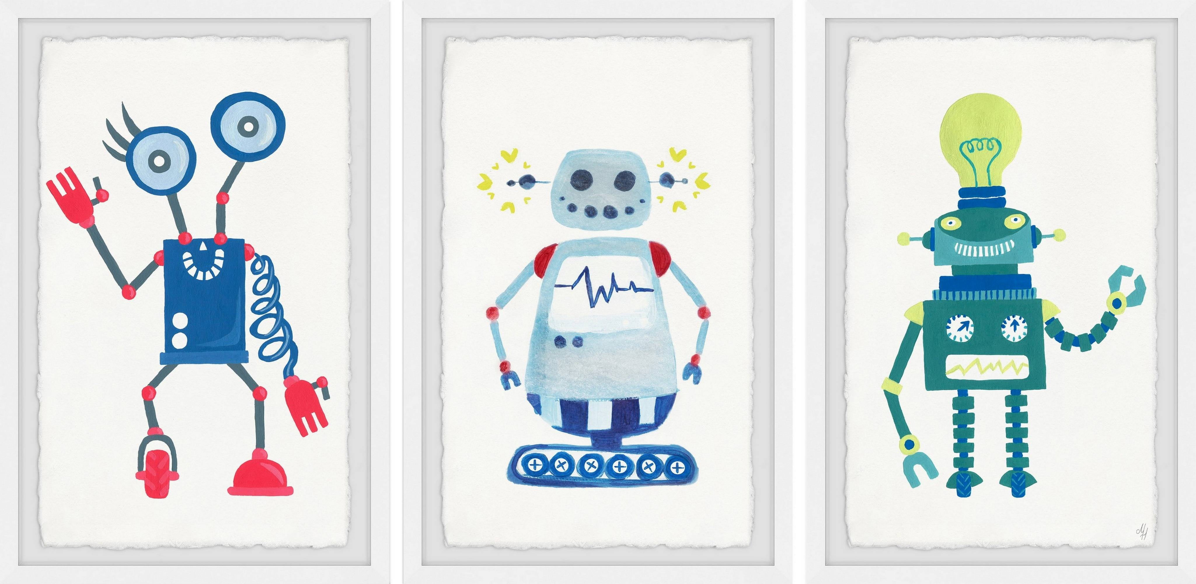 Marmont Hill Cool Robots Triptych, Art Prints, 90.00" x 1.50"
