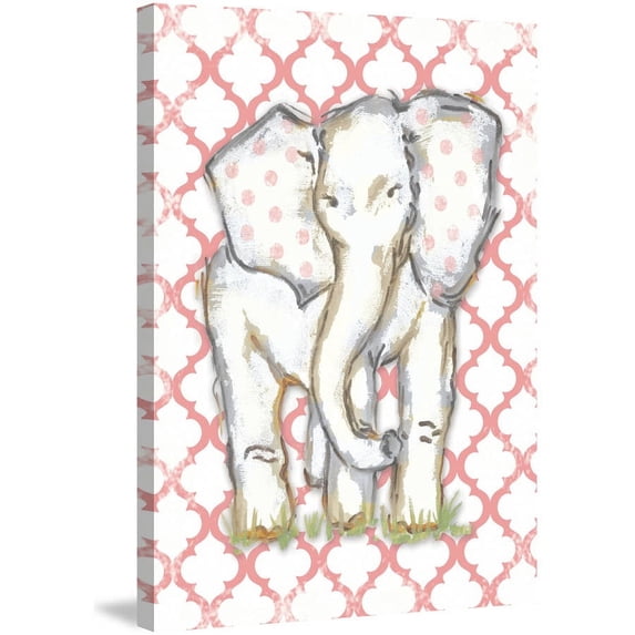 Marmont Hill "Coral Elephant" by Reesa Qualia Painting Print on Wrapped Canvas