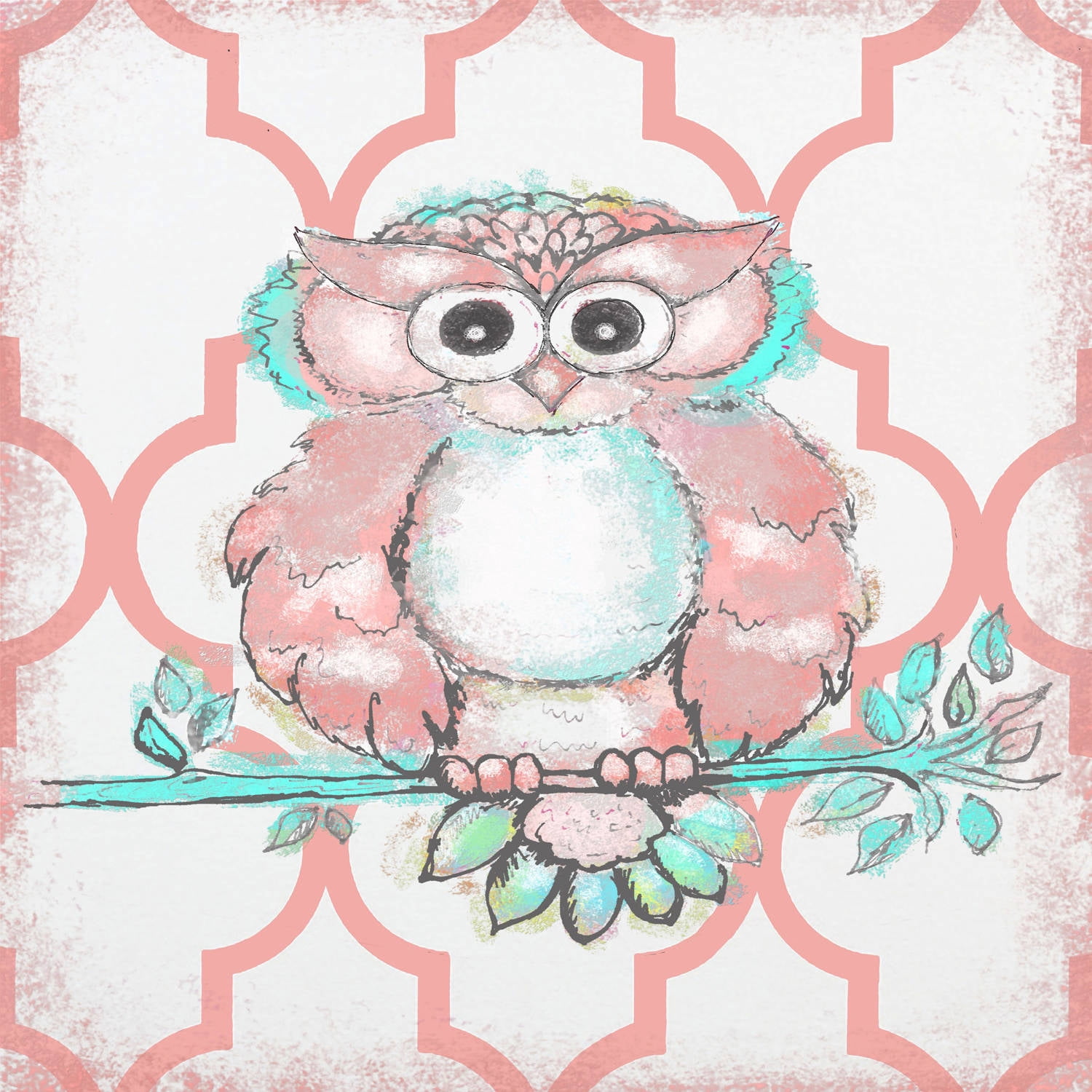 Marmont Hill "Coral Owl" by Reesa Qualia Painting Print on Wrapped Canvas