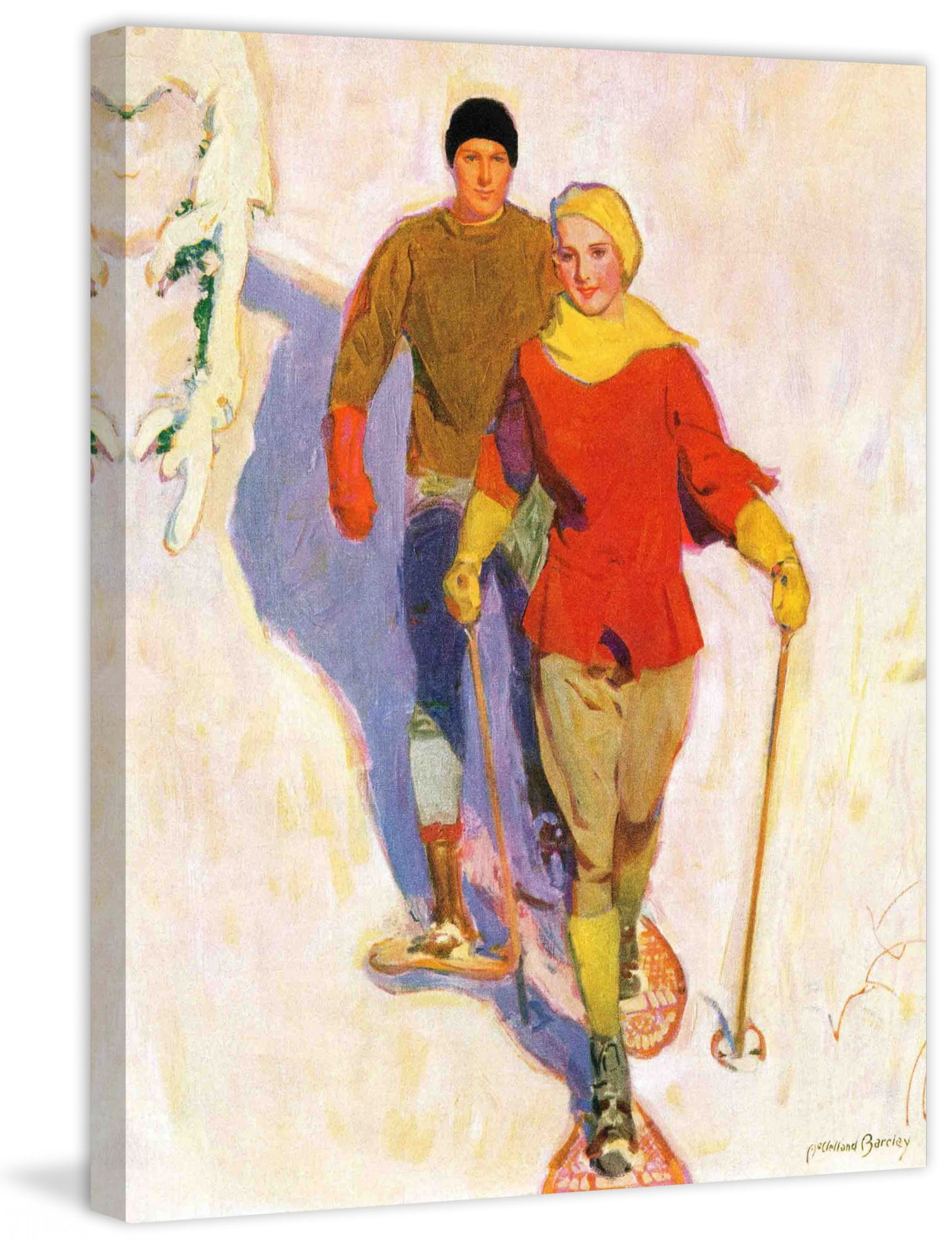 Marmont Hill Couple Wearing Snowshoes Print on Wrapped Canvas