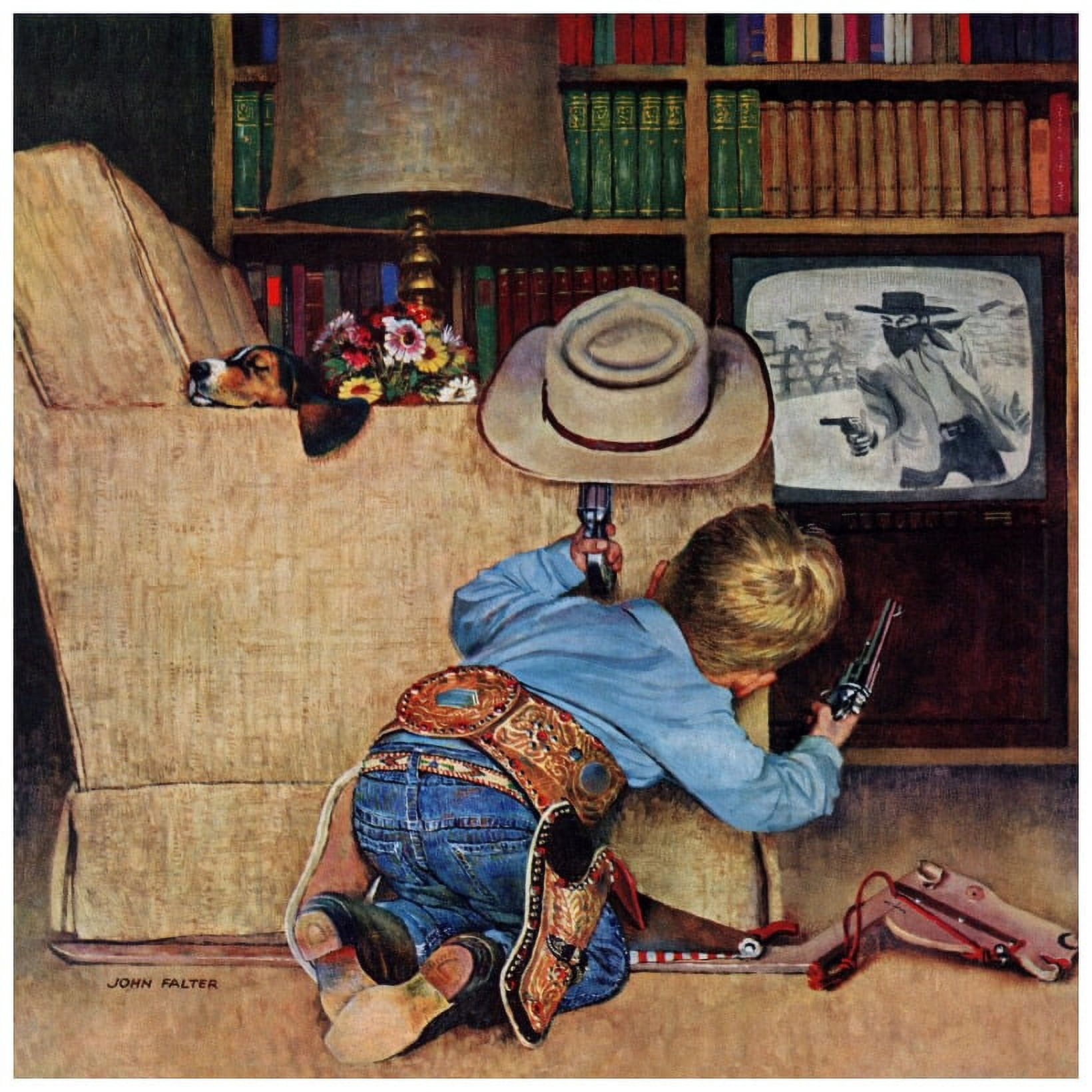 Marmont Hill "Cowboy and TV" by Curtis Painting Print on Canvas
