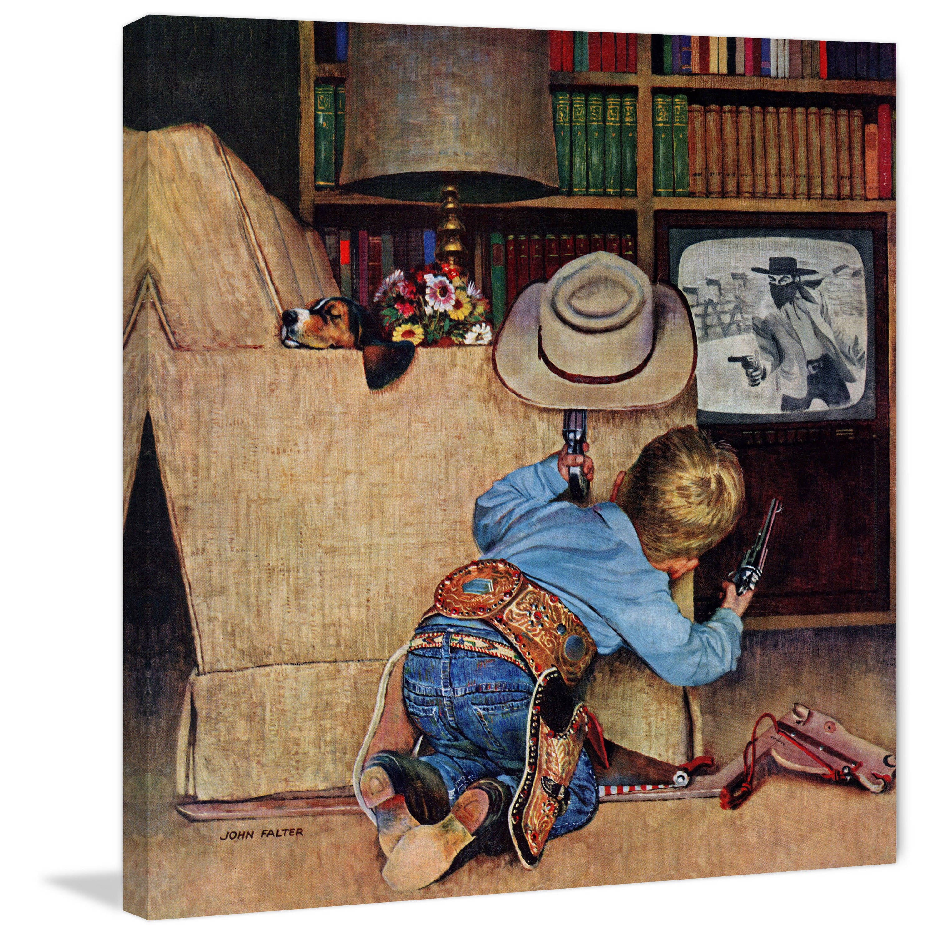 Marmont Hill "Cowboy and TV" by Curtis Painting Print on Canvas