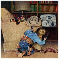Marmont Hill "Cowboy and TV" by Curtis Painting Print on Canvas