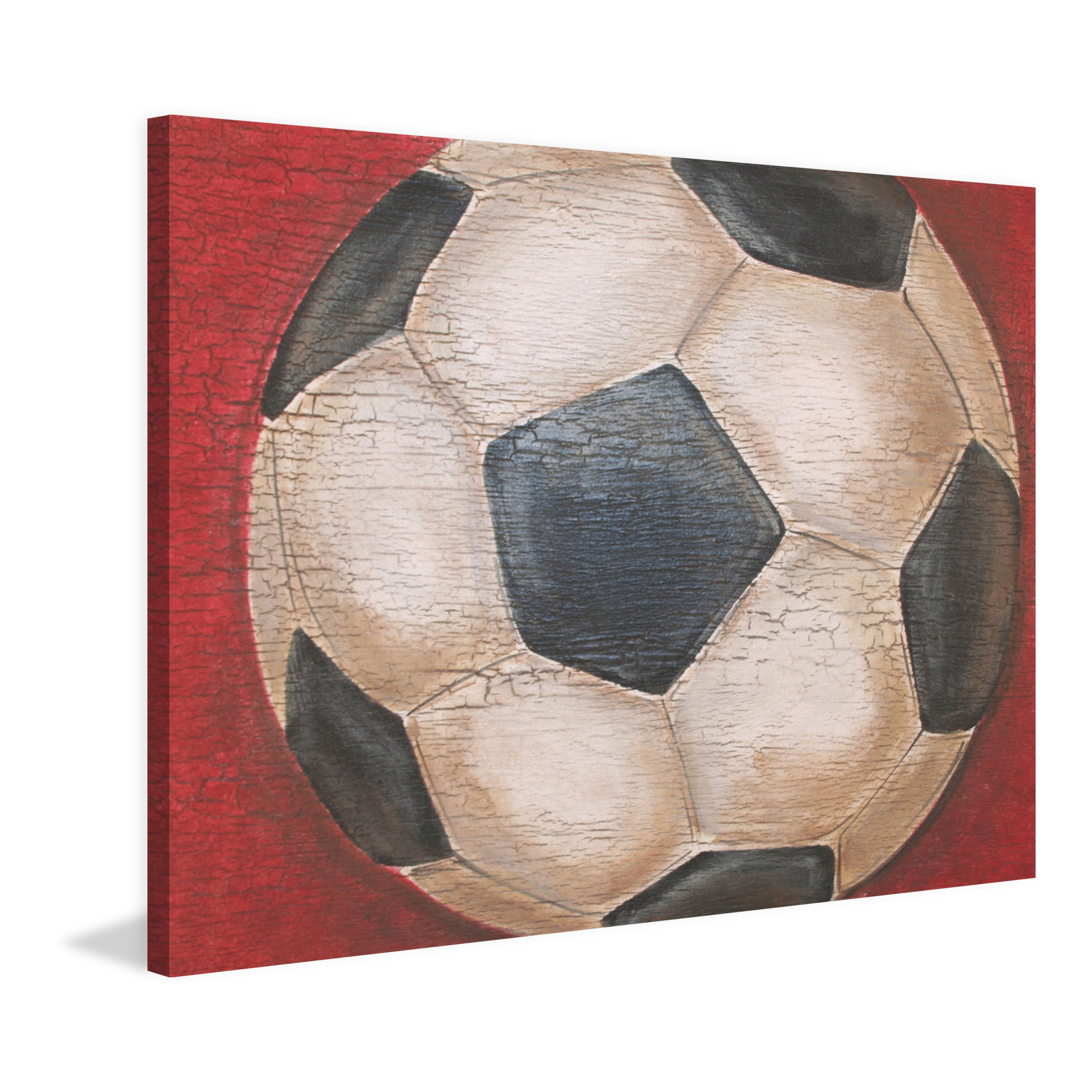 Marmont Hill "Crackle Soccer Ball" by Reesa Qualia Painting Print on Wrapped Canvas