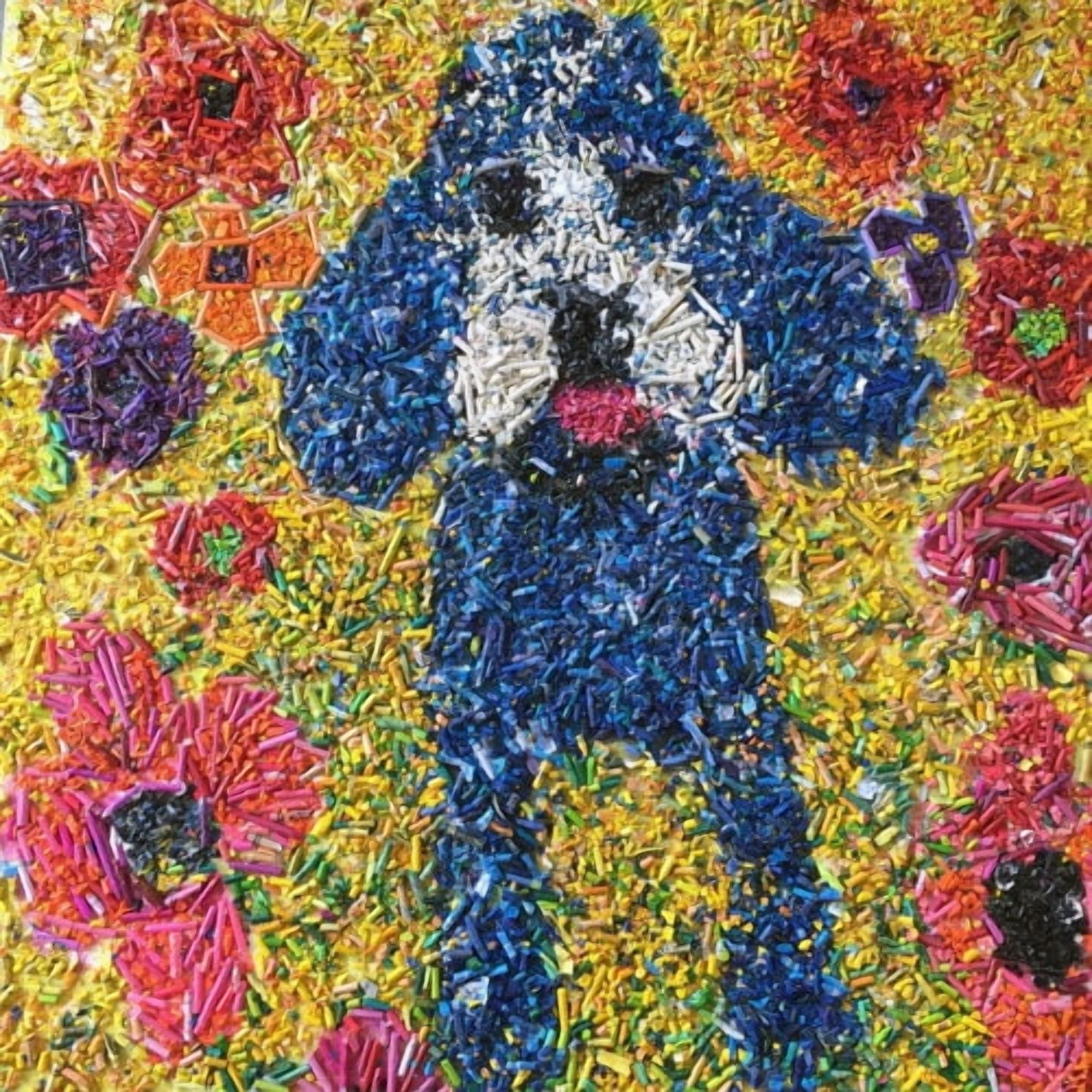 Marmont Hill "Crayon Collage Pup" by Michelle Rivera Painting Print on Wrapped Canvas
