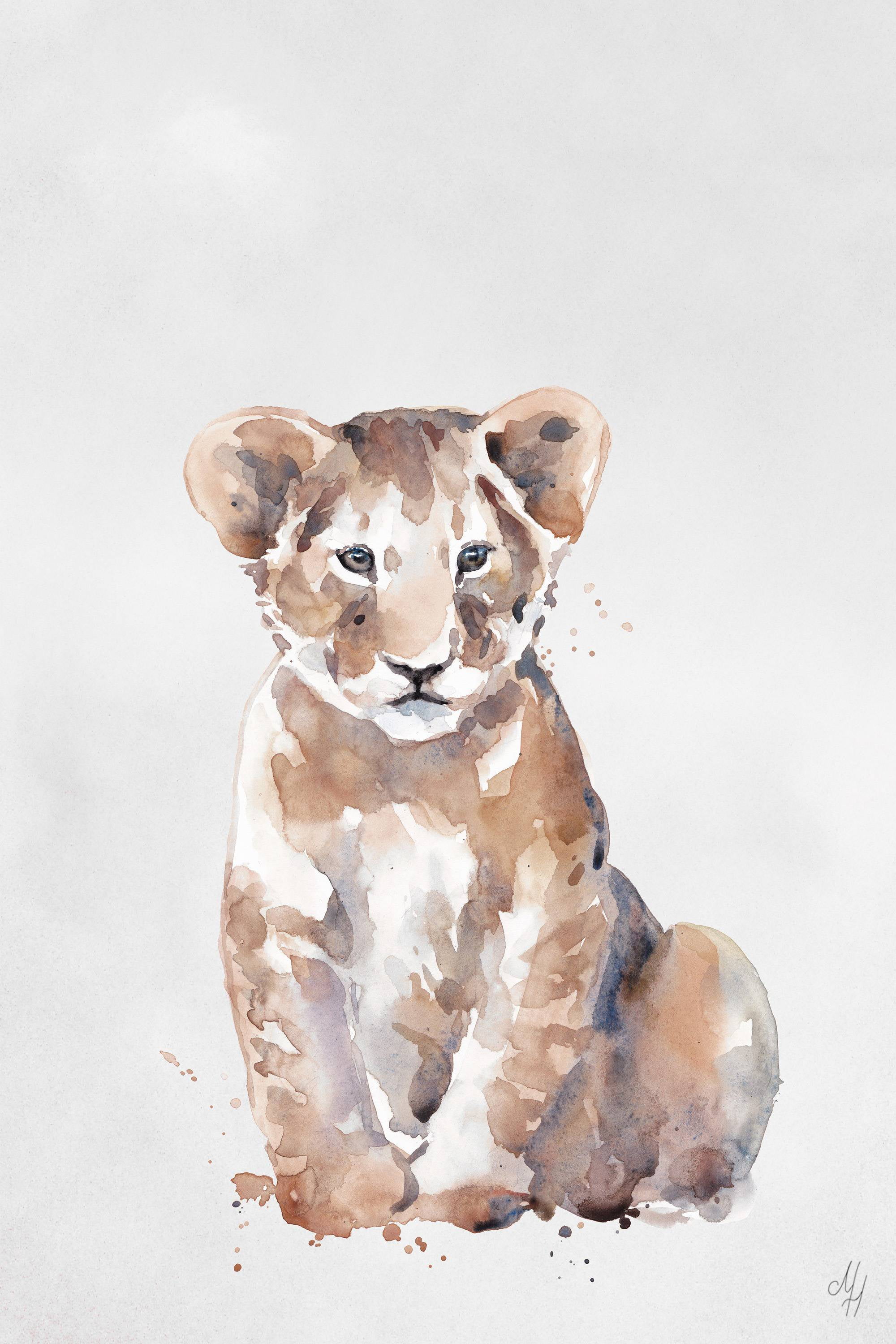 Marmont Hill Cuddly Baby Cub Canvas Wall Art