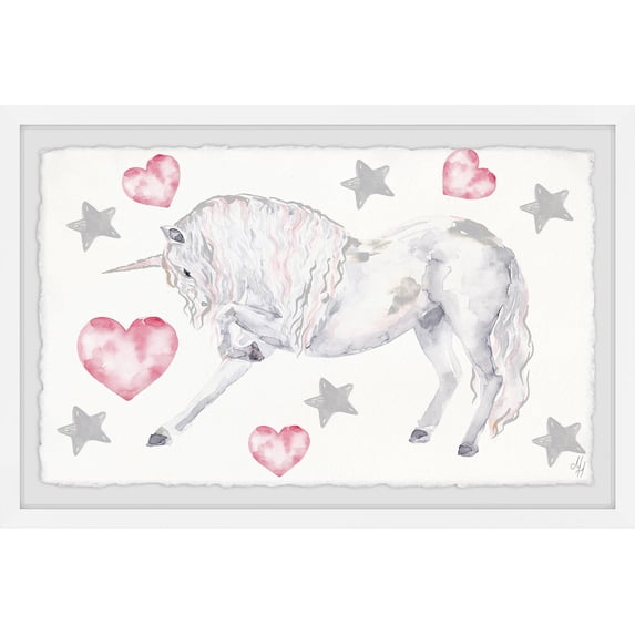 Marmont Hill Curly Unicorn Framed Wall Art, 36.00" x 1.50"