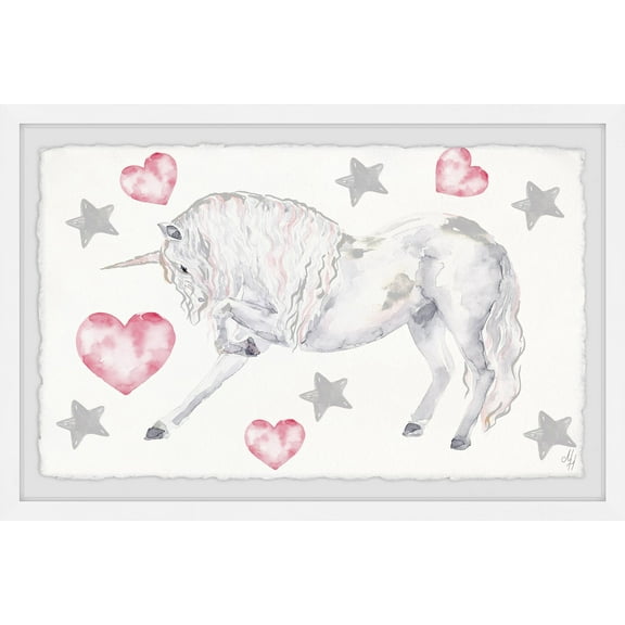 Marmont Hill Curly Unicorn Framed Wall Art