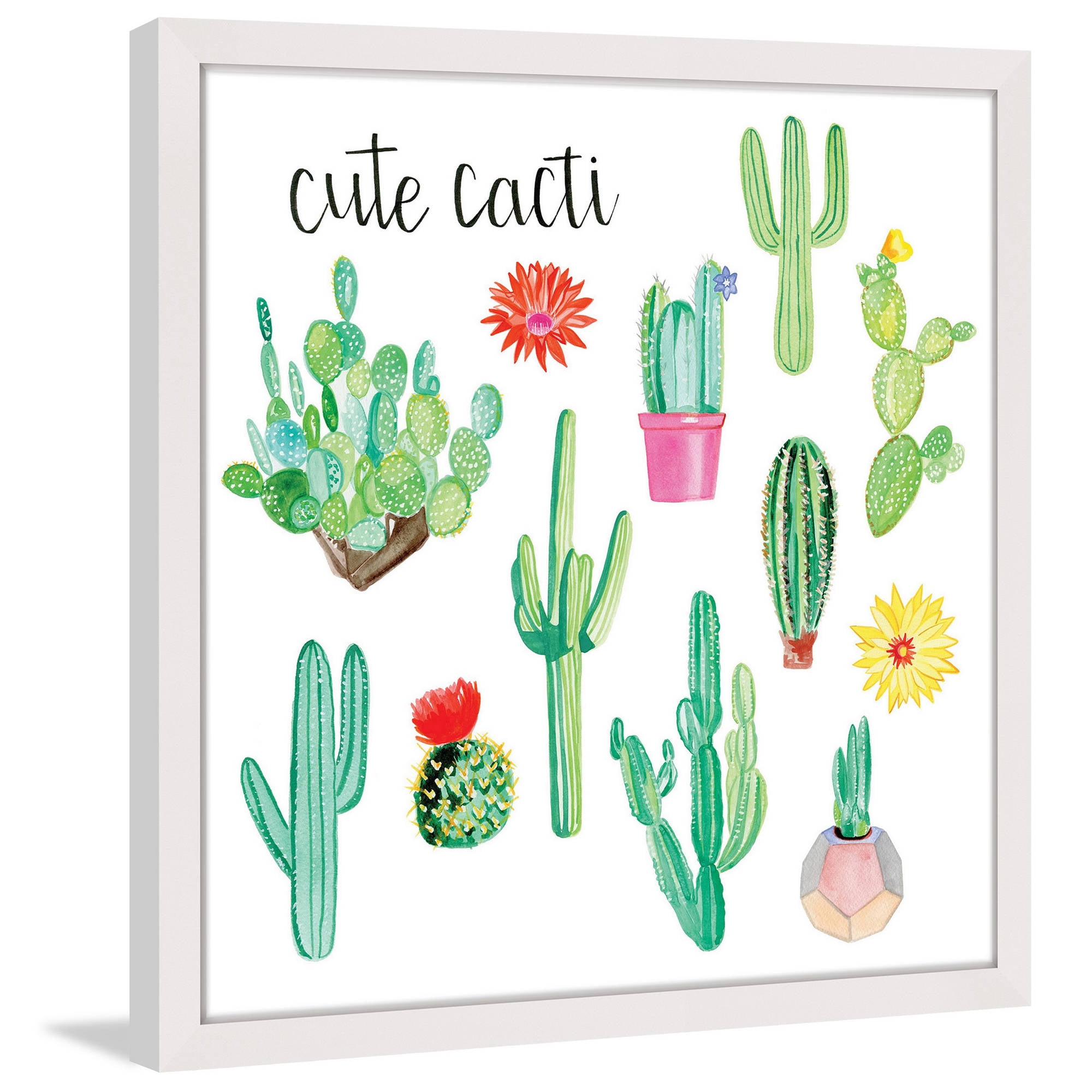 Marmont Hill "Cute Cacti" by Molly Rosner Framed Painting Print