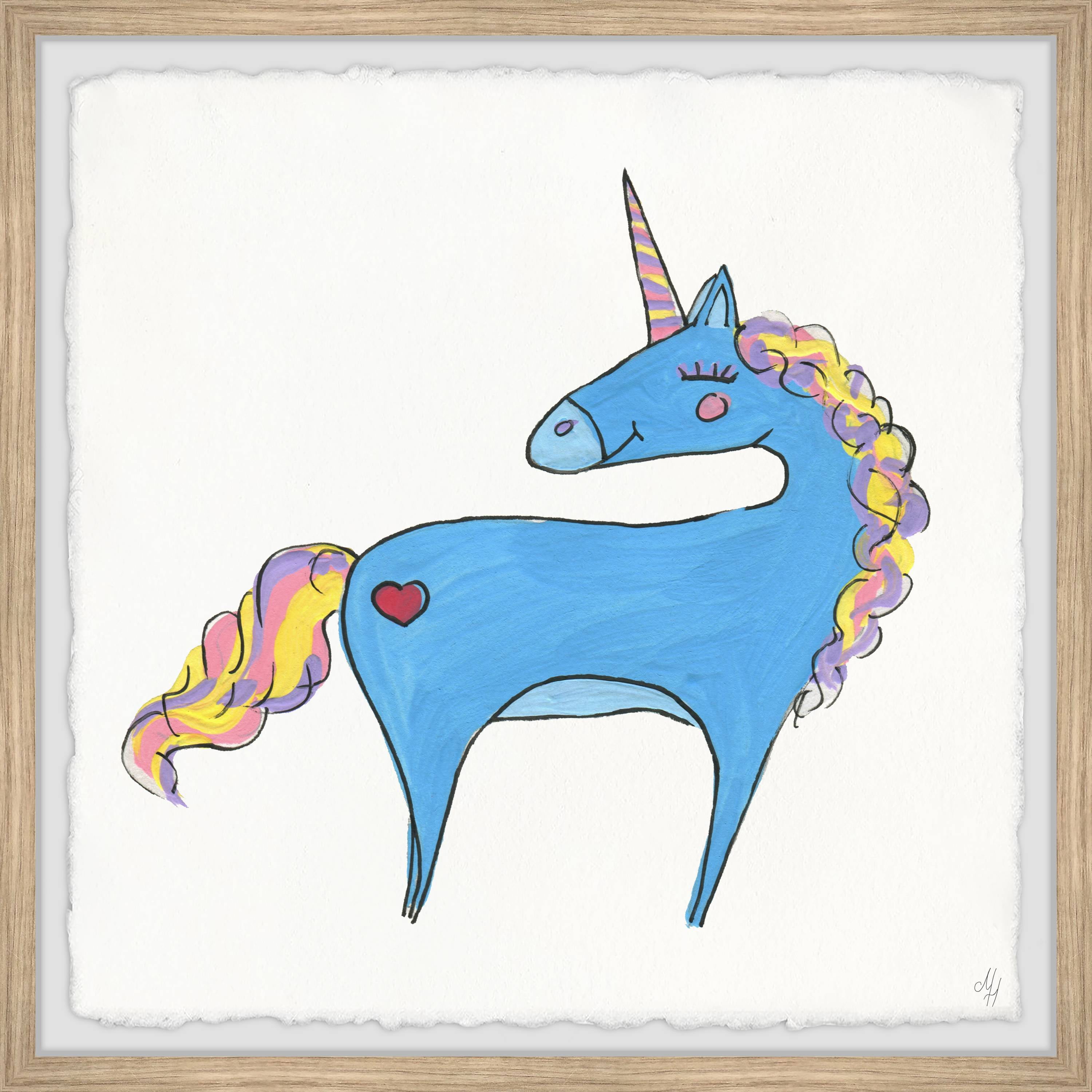 Marmont Hill Cute Unicorn Heart Framed Wall Art