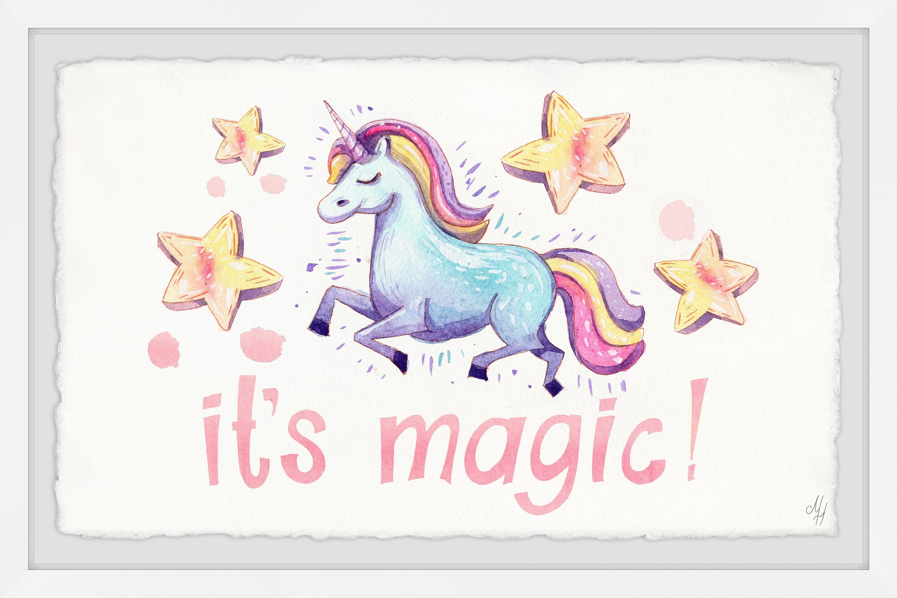 Marmont Hill Cute Unicorn's Magic Framed Wall Art