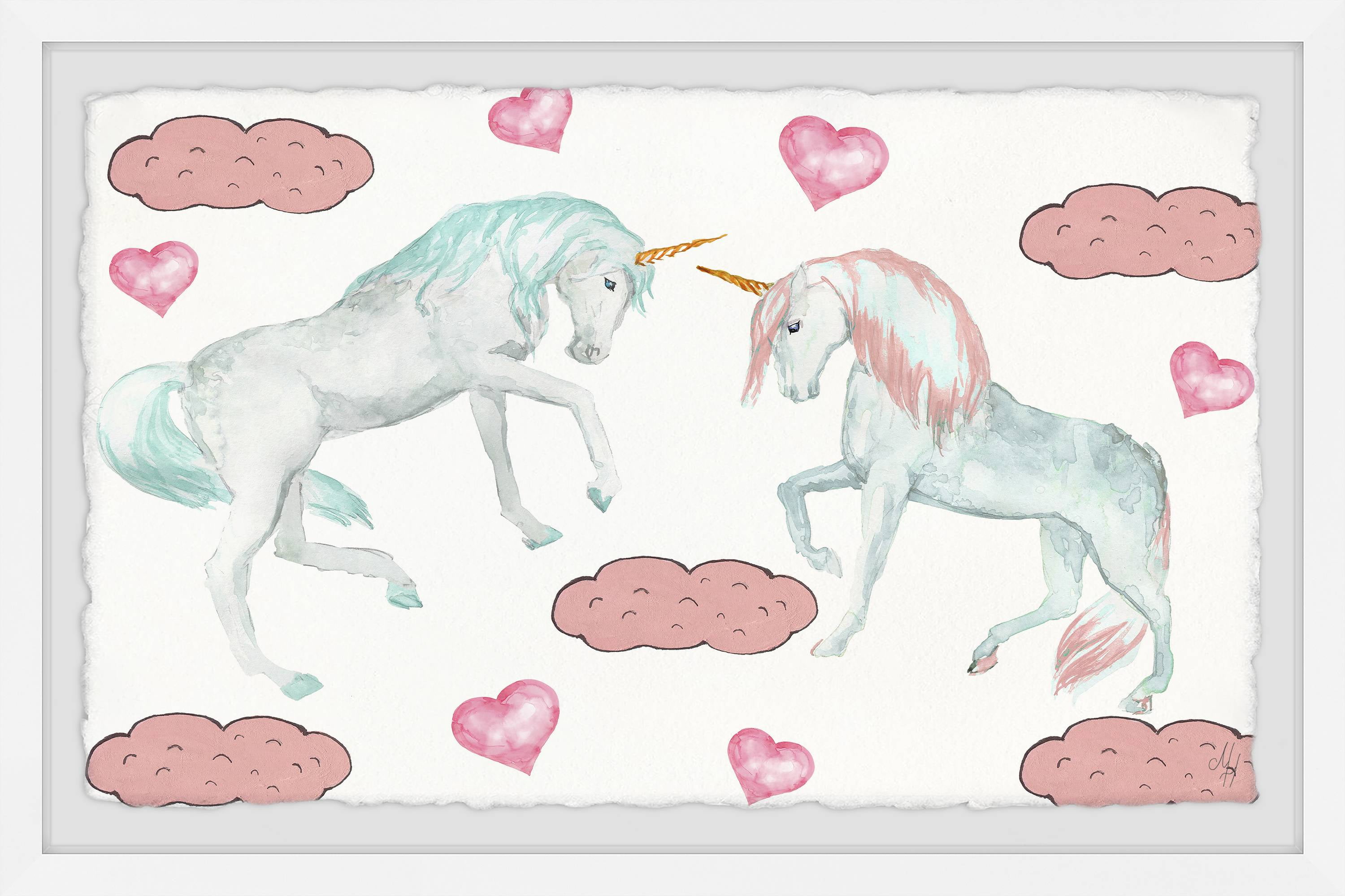 Marmont Hill Cute Unicorns Framed Wall Art