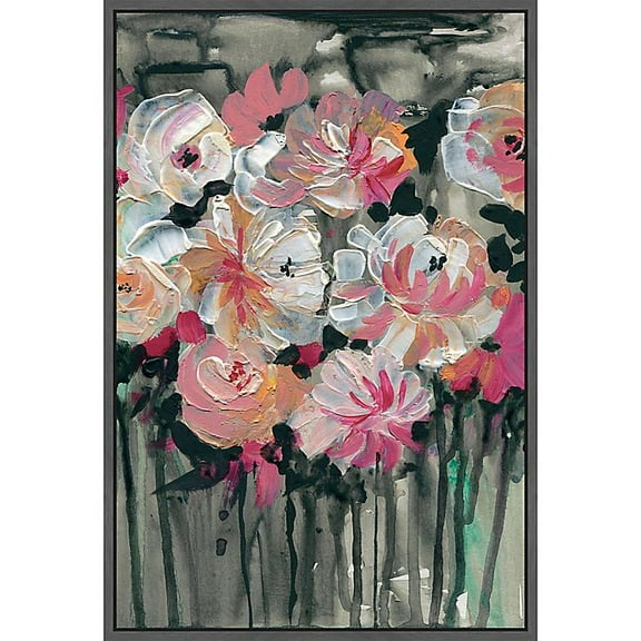 Marmont Hill Dancing Flowers 12-Inch x 18-Inch Framed Wall Art