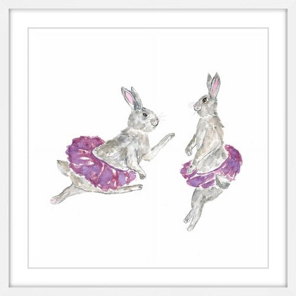 Marmont Hill "Dancing Rabbits" by Thimble Sparrow Framed Painting Print