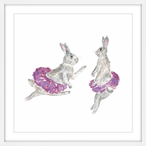 Marmont Hill "Dancing Rabbits" by Thimble Sparrow Framed Painting Print