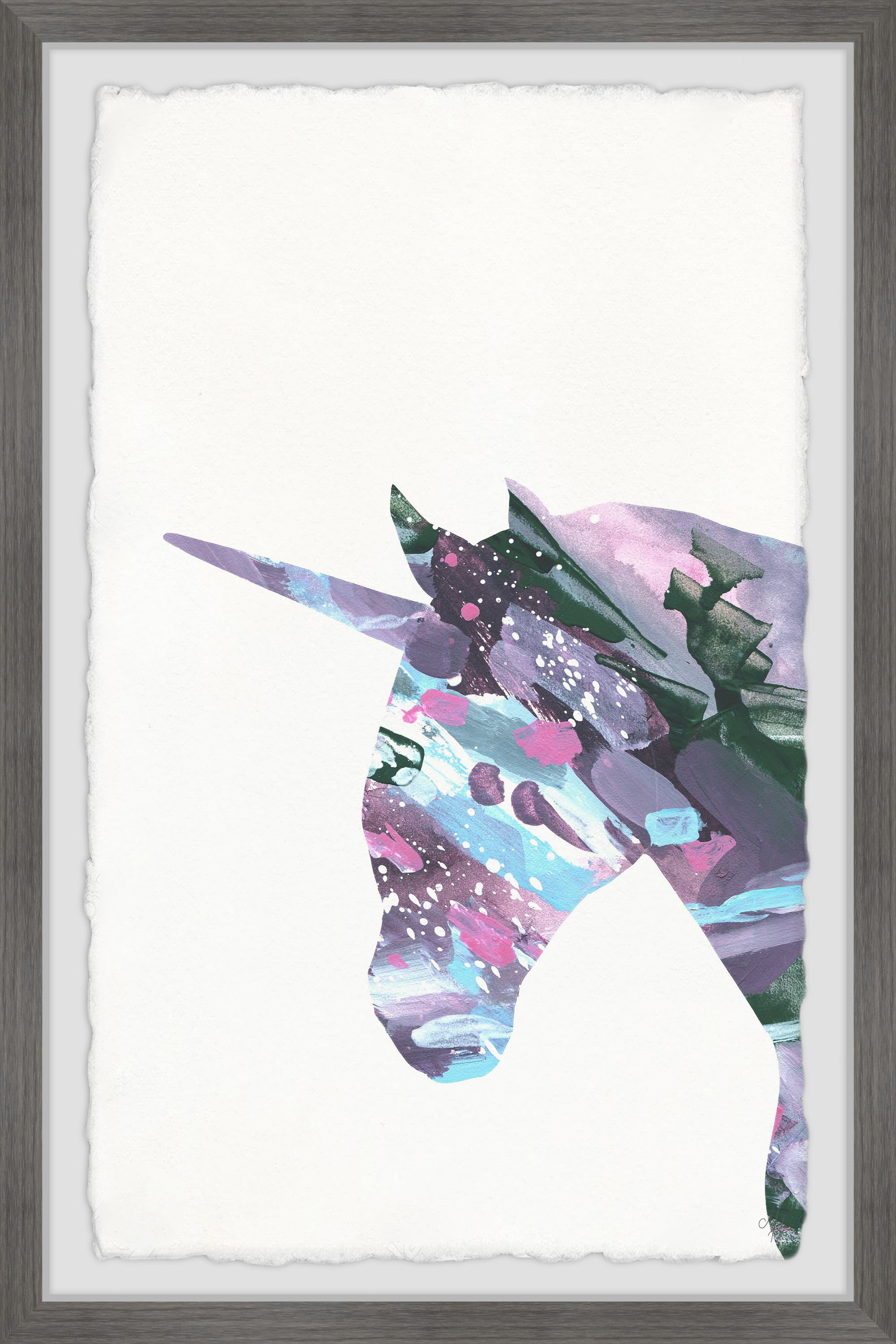 Marmont Hill Dashing Unicorn Ii Framed Wall Art, 24.00" x 1.50"