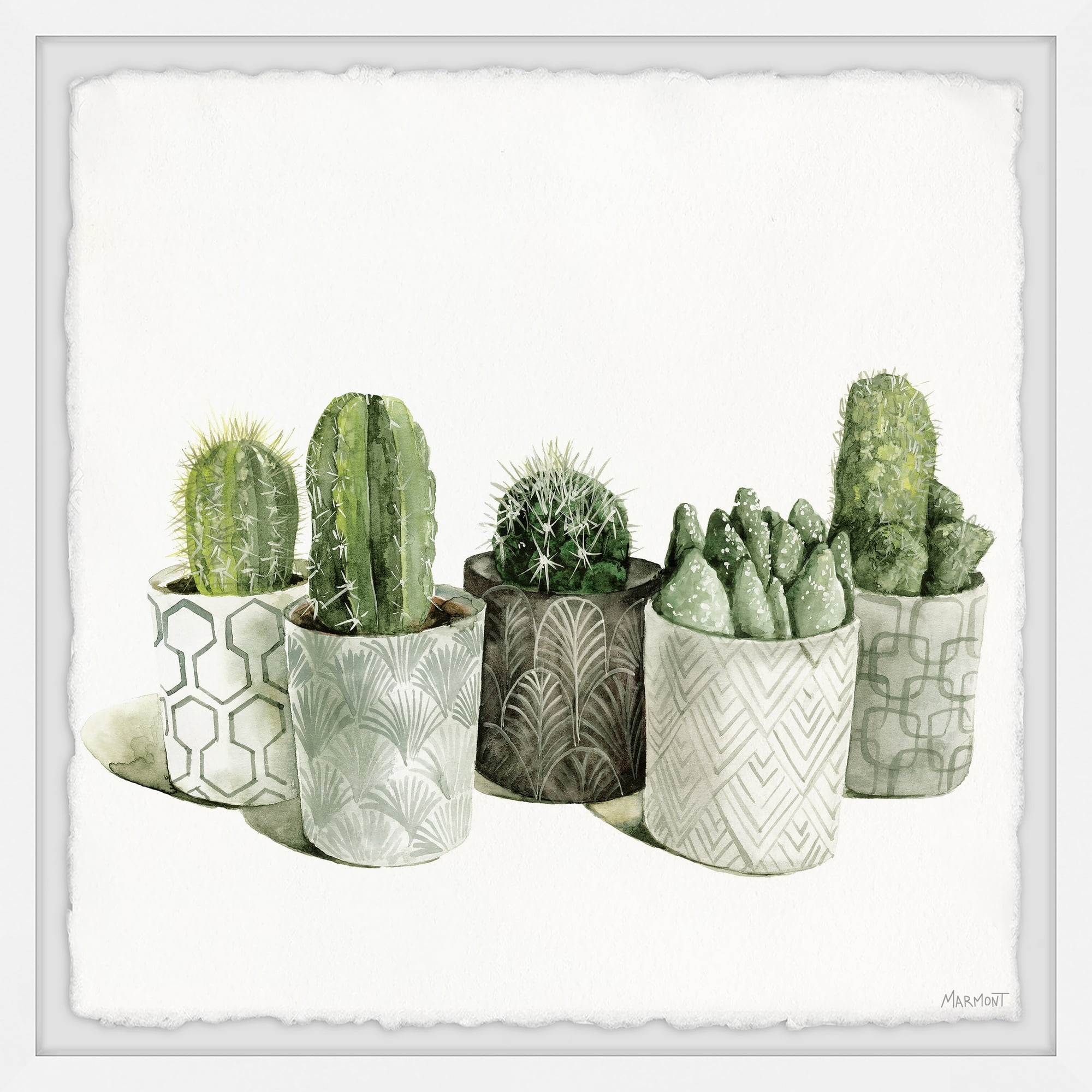 Eclectic Cacti Collection Framed Print in Vibrant Colors