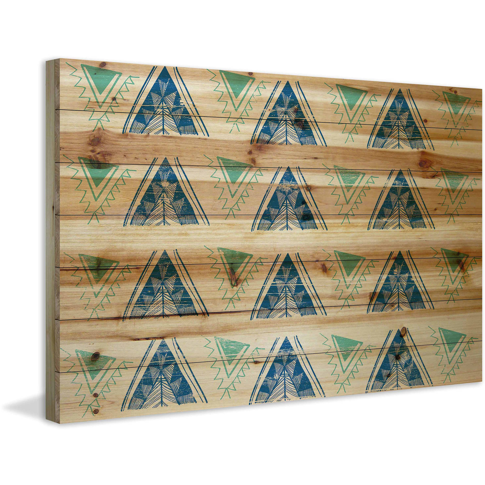 Marmont Hill - "Decorative Teepees" Painting Print on Natural Pine Wood