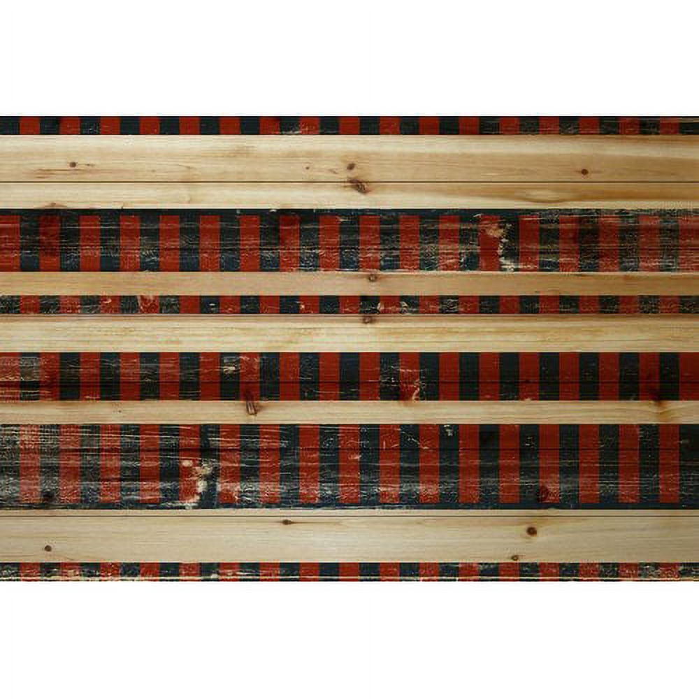 Marmont Hill - "Deep Red Stripes" Painting Print on Natural Pine Wood