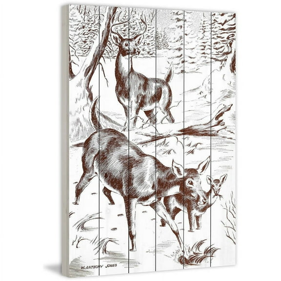 Marmont Hill "Deer" Painting Print on White Wood