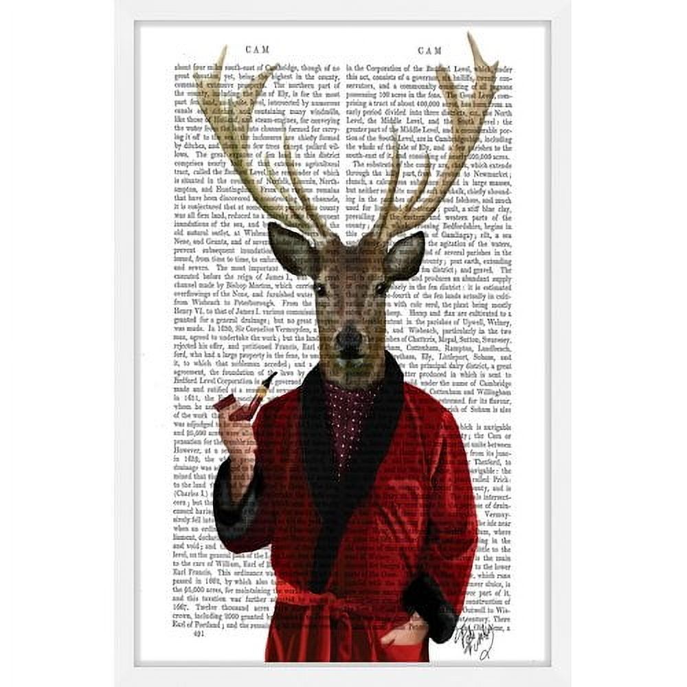 Marmont Hill "Deer in Smoking Jacket" Framed Painting Print