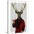 thumbnail image 1 of Marmont Hill "Deer in Smoking Jacket" Painting Print on White Wood, 1 of 7