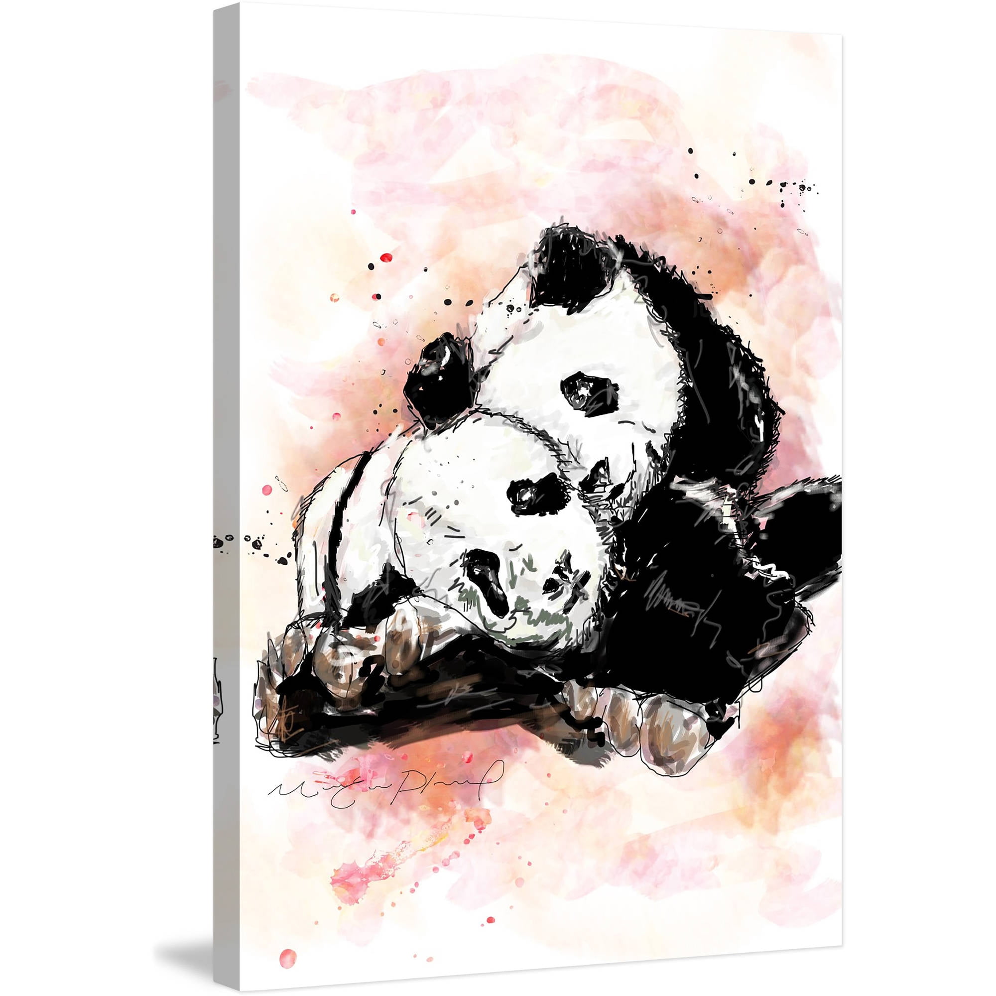 Marmont Hill "Deux Pandas 2" by Marie-Eve Pharand Painting Print on Wrapped Canvas