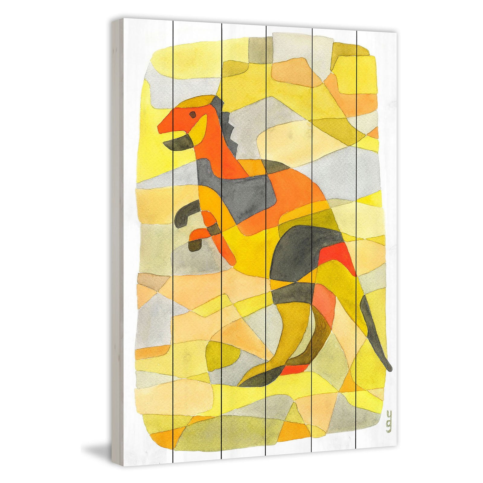 Marmont Hill "Dinosaur 1" by Yolanta Gawlik Painting Print on White Wood